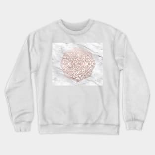 Marble mandala - geometric rose gold on white Crewneck Sweatshirt